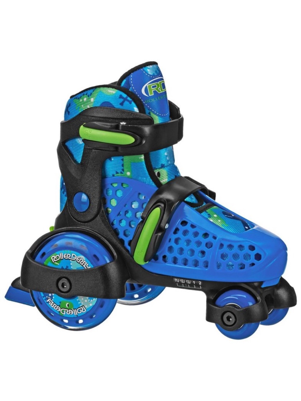 Roller Derby Sport Kids' Roller Skate - Dinosaur Blue/Black M:
Adjustable, Padde
